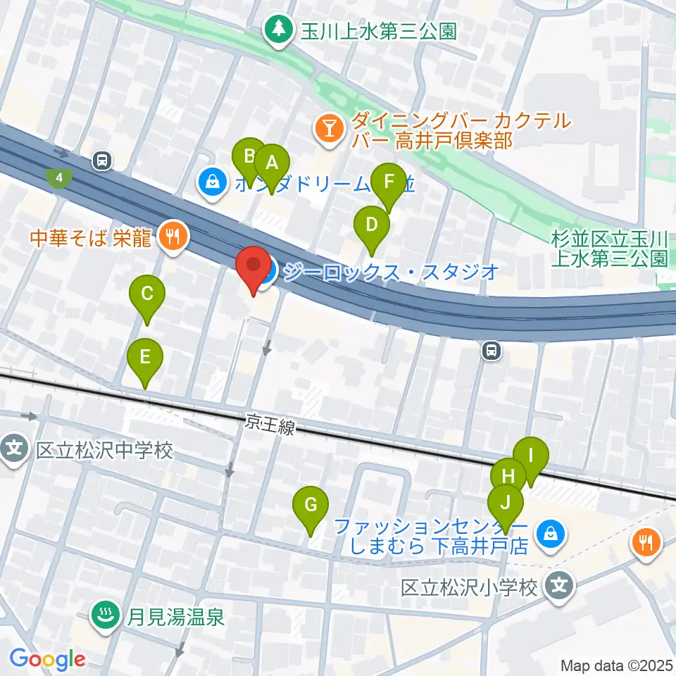 G-ROKSスタジオ周辺の駐車場・コインパーキング一覧地図
