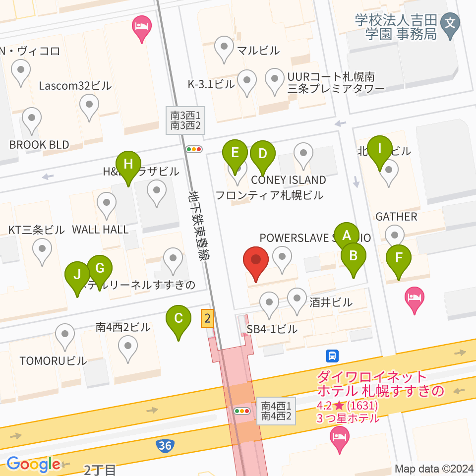 パワースレイブスタジオ周辺の駐車場・コインパーキング一覧地図