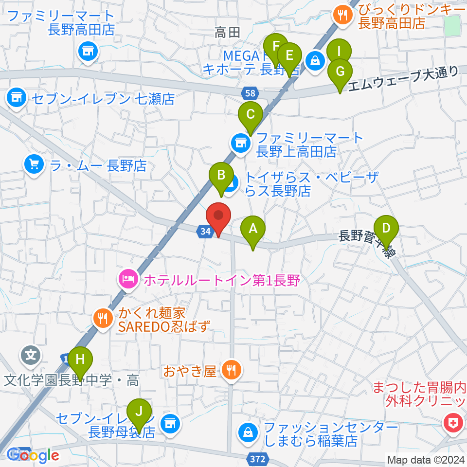 サンピアン長野店周辺の駐車場・コインパーキング一覧地図