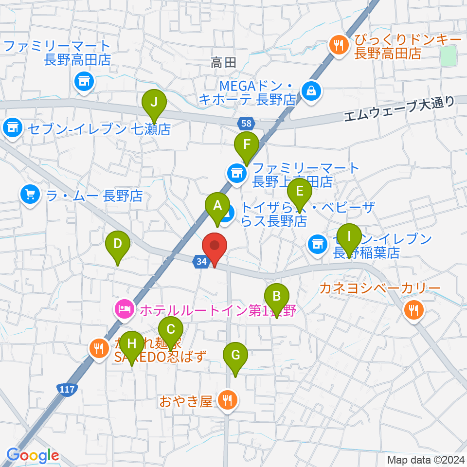 サンピアン長野店周辺の駐車場・コインパーキング一覧地図