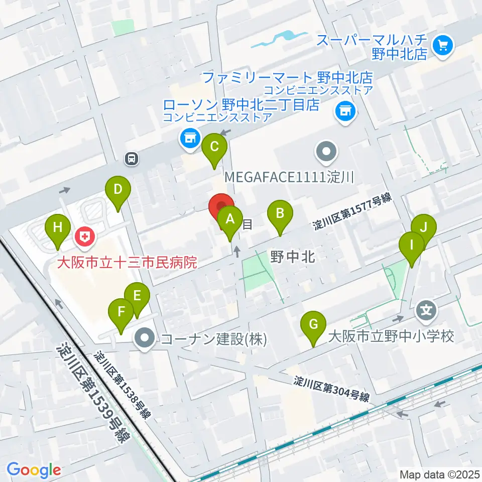 玉田ピアノ本店ショールーム周辺の駐車場・コインパーキング一覧地図
