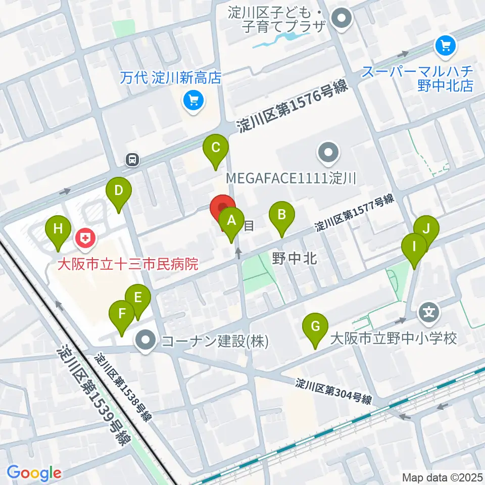 玉田ピアノ本店ショールーム周辺の駐車場・コインパーキング一覧地図