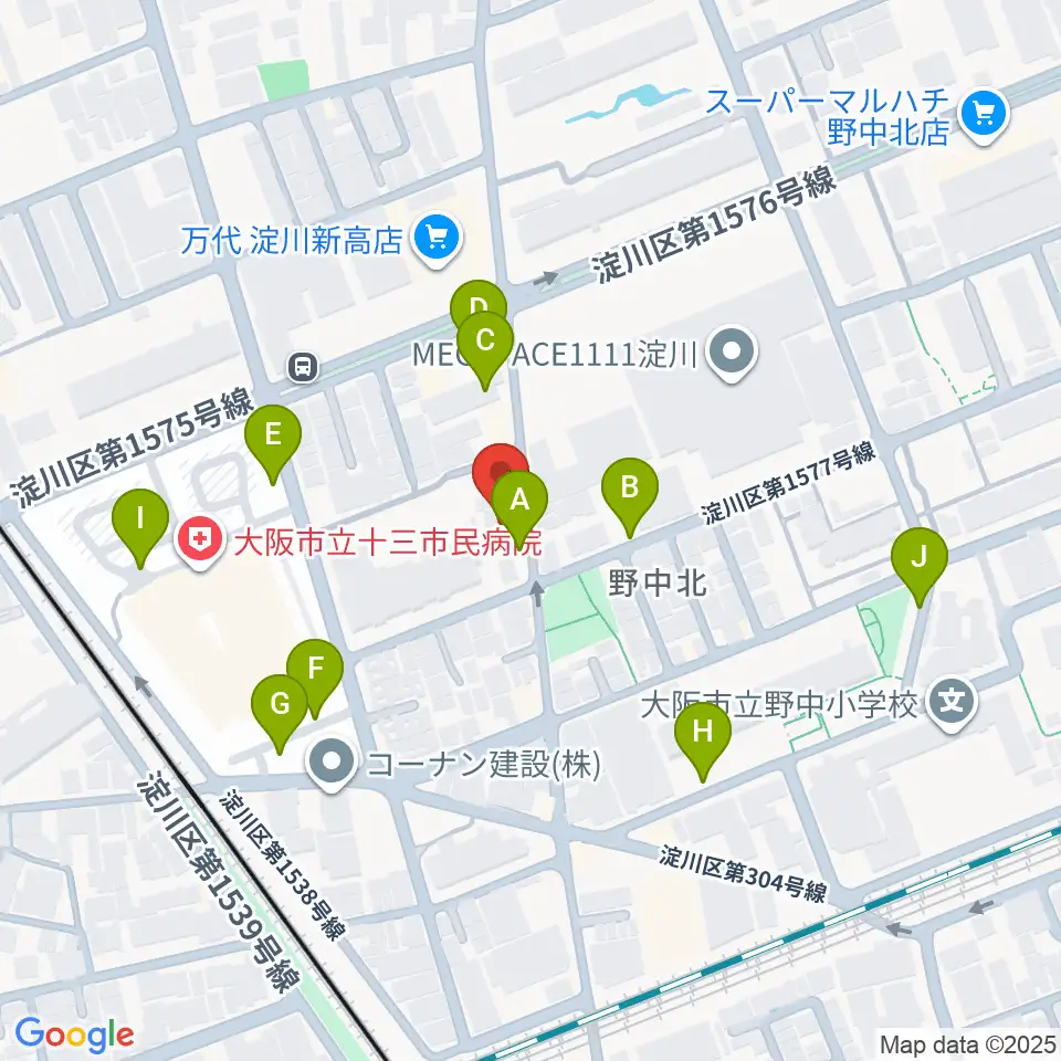 玉田ピアノ本店ショールーム周辺の駐車場・コインパーキング一覧地図