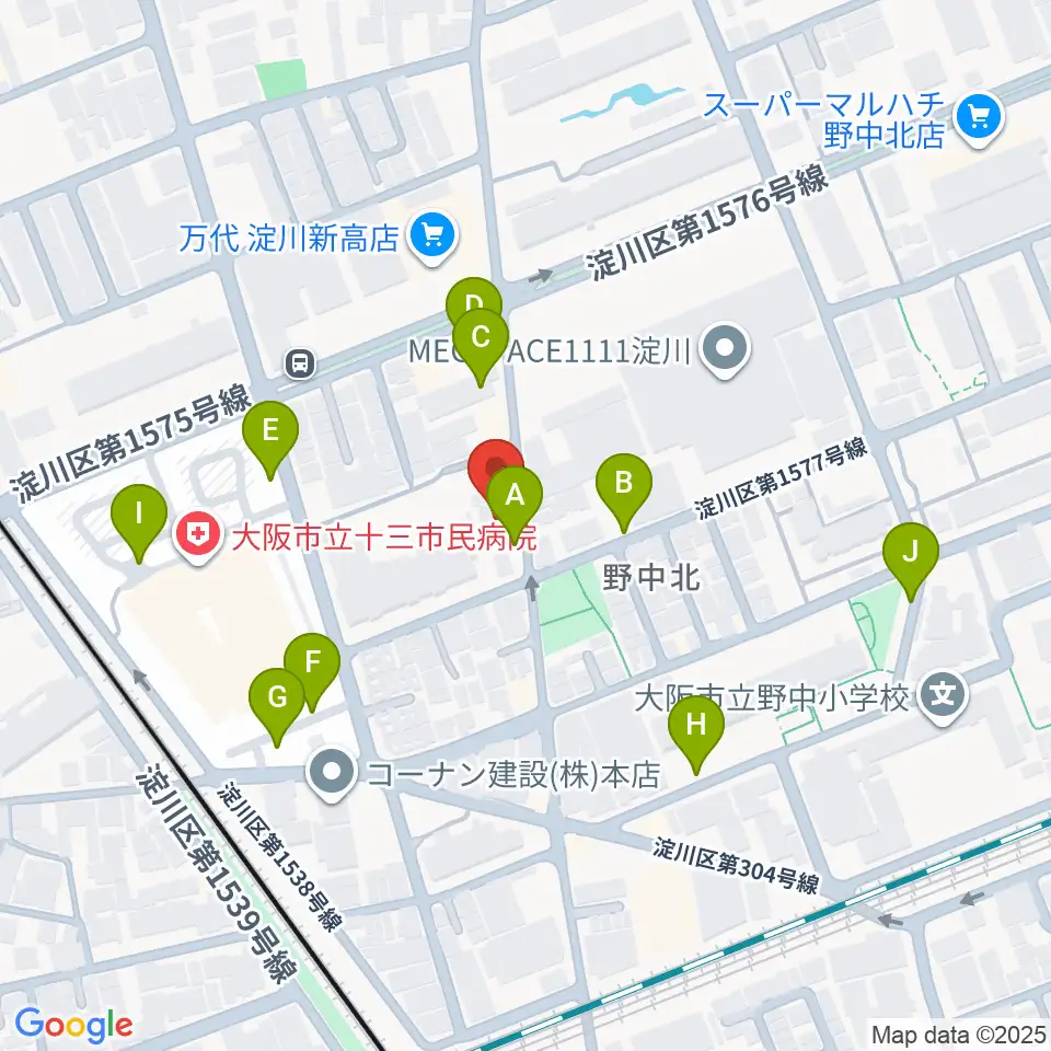 玉田ピアノ本店ショールーム周辺の駐車場・コインパーキング一覧地図