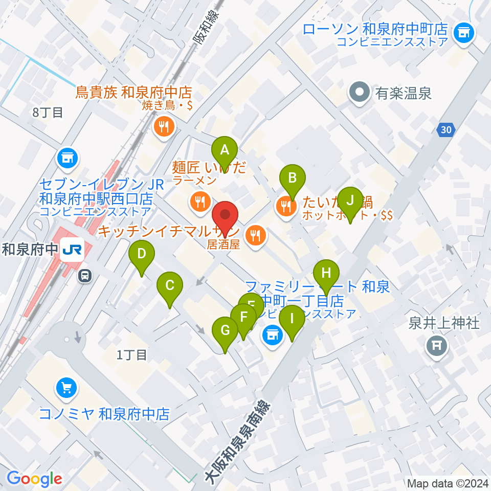 新日本ミュージック株式会社 和泉府中本店周辺の駐車場・コインパーキング一覧地図