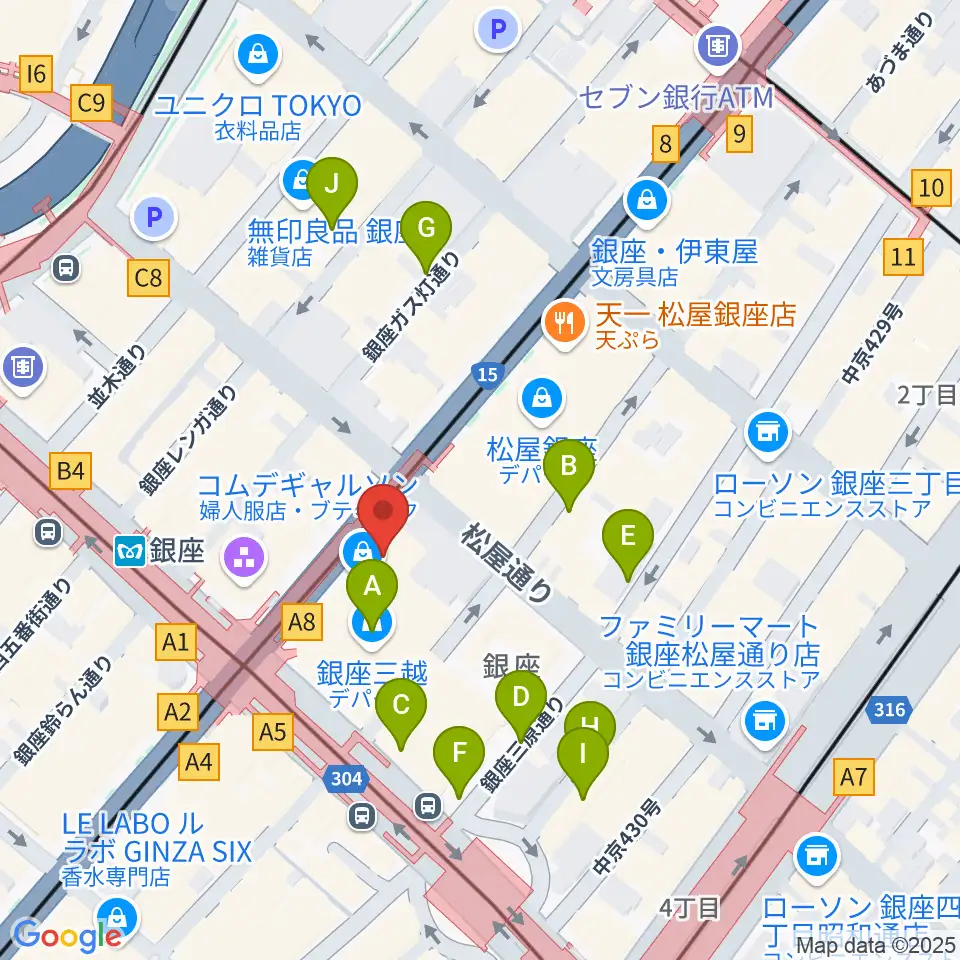 日本弦楽器 銀座店周辺の駐車場・コインパーキング一覧地図
