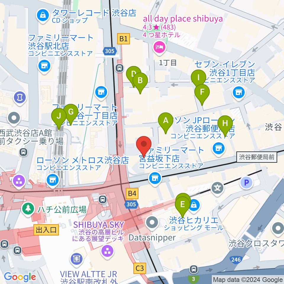 三浦ピアノ渋谷店周辺の駐車場・コインパーキング一覧地図