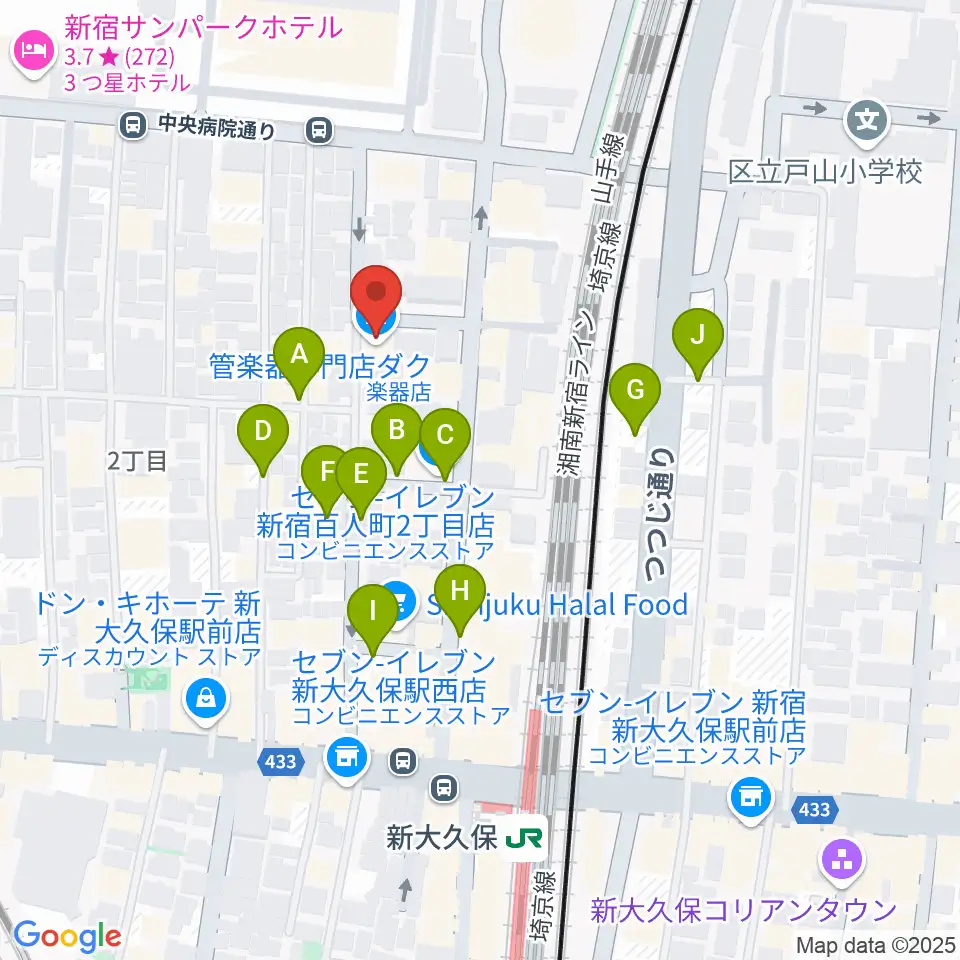 管楽器専門店ダク周辺の駐車場・コインパーキング一覧地図