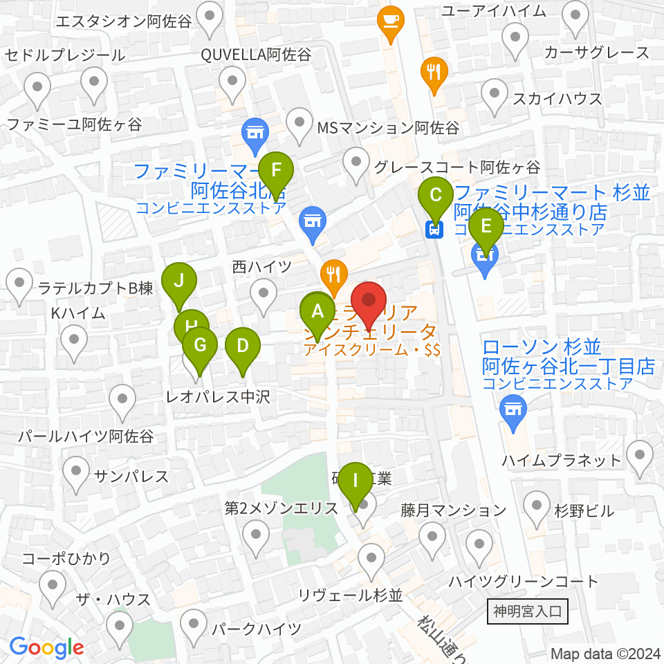 ヒストリークギターズ周辺の駐車場・コインパーキング一覧地図