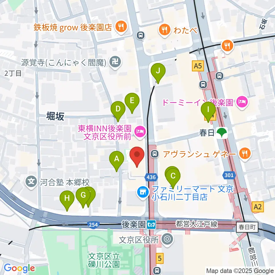 文京楽器周辺の駐車場・コインパーキング一覧地図