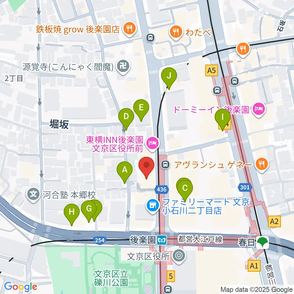 文京楽器周辺の駐車場・コインパーキング一覧地図