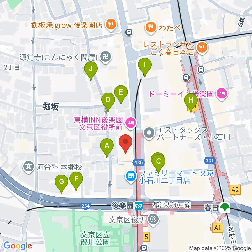 文京楽器周辺の駐車場・コインパーキング一覧地図