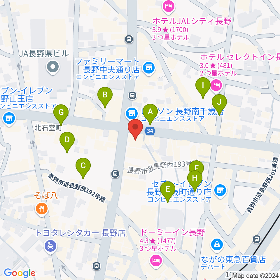 美鈴楽器本店周辺の駐車場・コインパーキング一覧地図