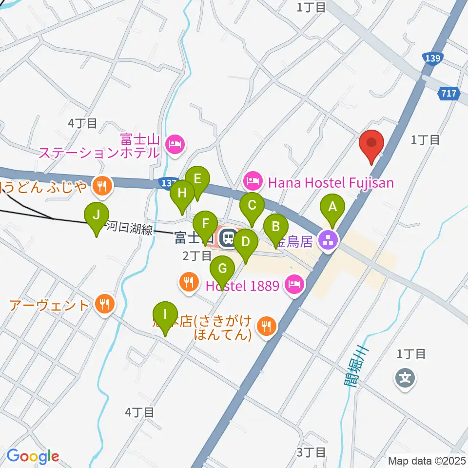内藤楽器 富士吉田店周辺の駐車場・コインパーキング一覧地図