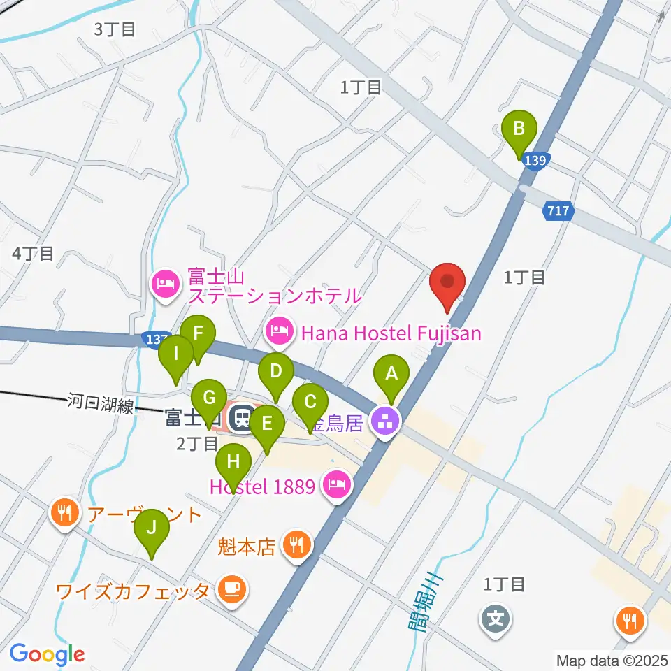 内藤楽器 富士吉田店周辺の駐車場・コインパーキング一覧地図