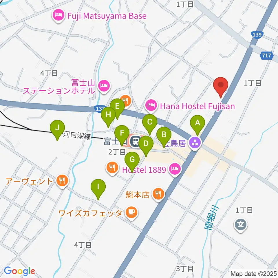 内藤楽器 富士吉田店周辺の駐車場・コインパーキング一覧地図
