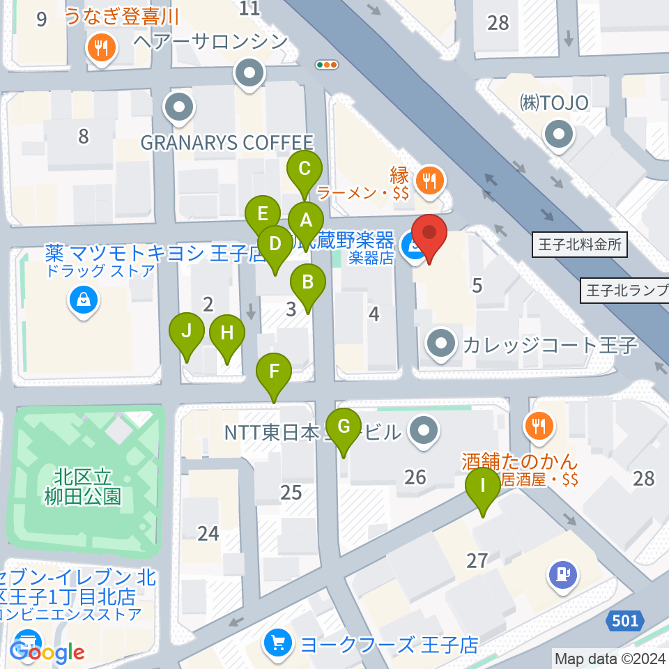 武蔵野楽器周辺の駐車場・コインパーキング一覧地図