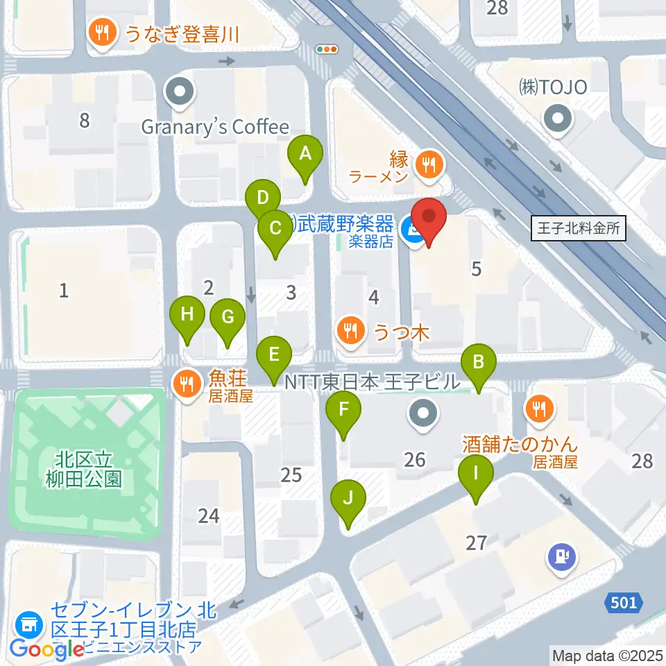 武蔵野楽器周辺の駐車場・コインパーキング一覧地図