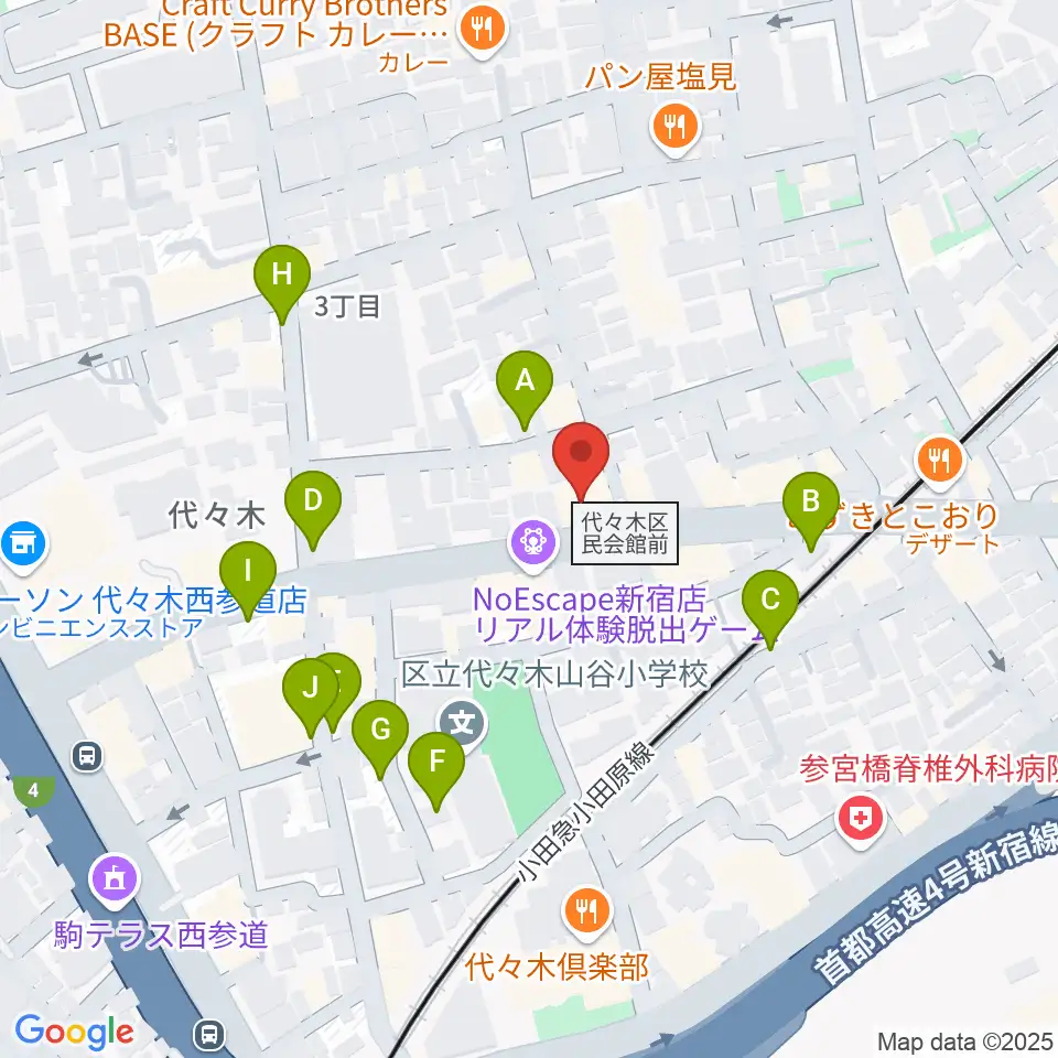 オープンエアースタジオ周辺の駐車場・コインパーキング一覧地図