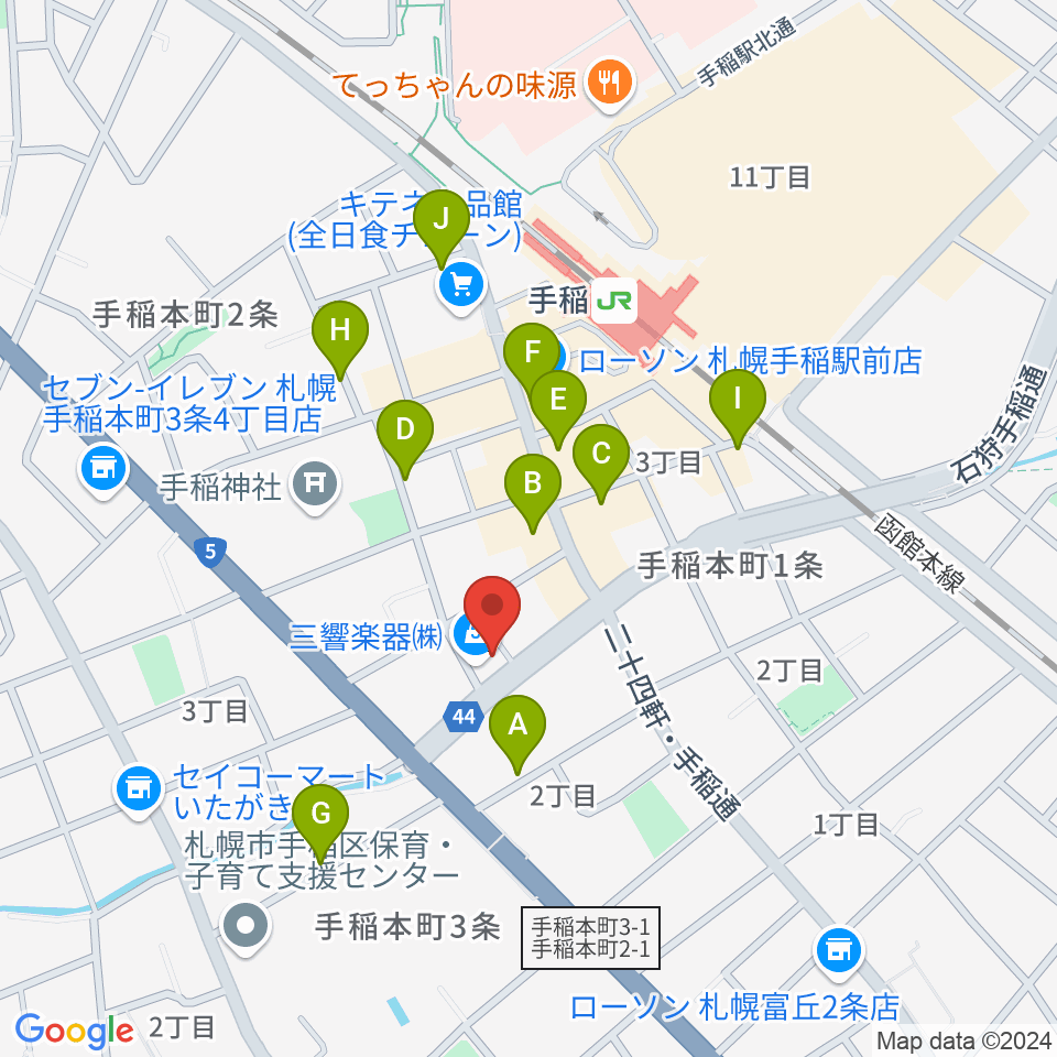 三響楽器周辺の駐車場・コインパーキング一覧地図