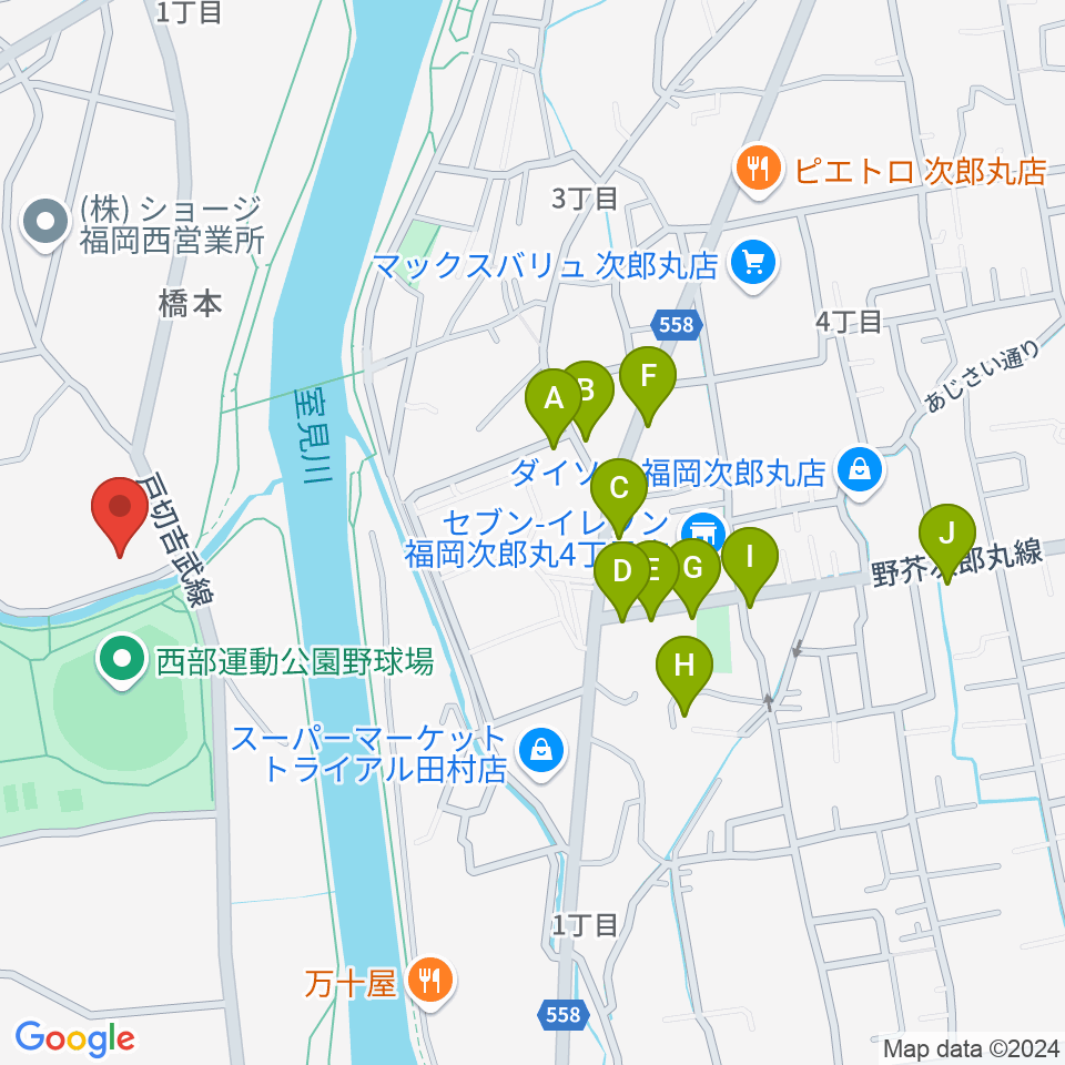 福岡あこや周辺の駐車場・コインパーキング一覧地図