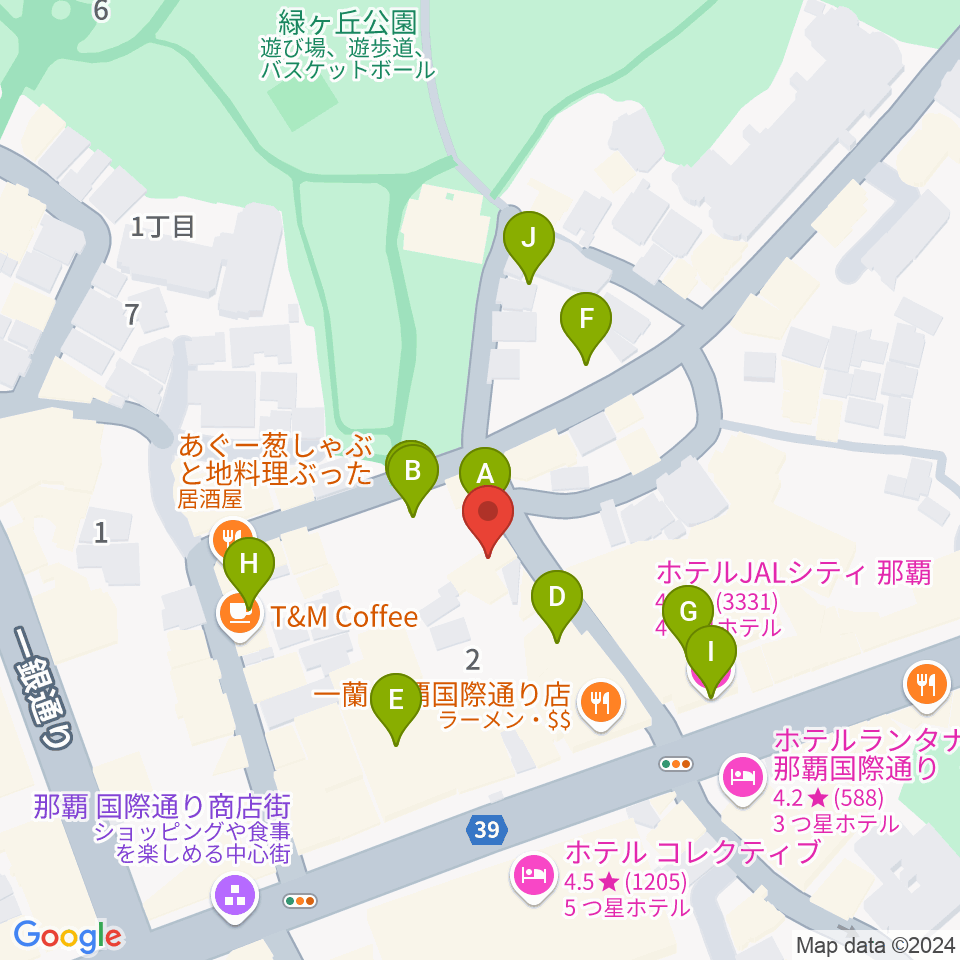 ちんだみ三線店 沖縄本店周辺の駐車場・コインパーキング一覧地図