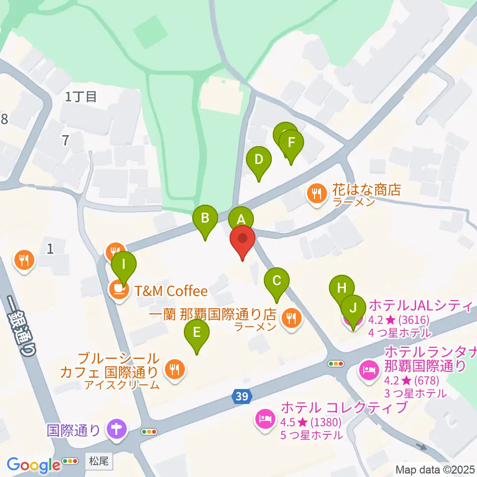 ちんだみ三線店 沖縄本店周辺の駐車場・コインパーキング一覧地図