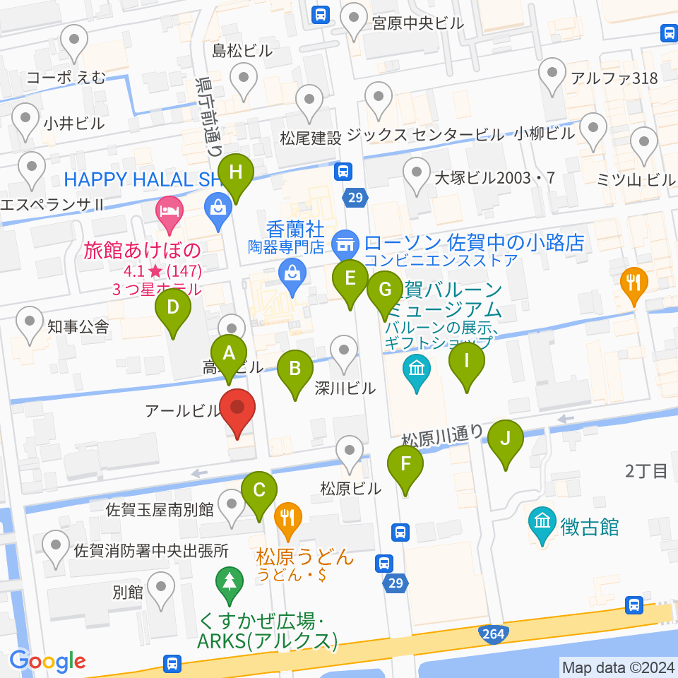 中央楽器 佐賀本店周辺の駐車場・コインパーキング一覧地図