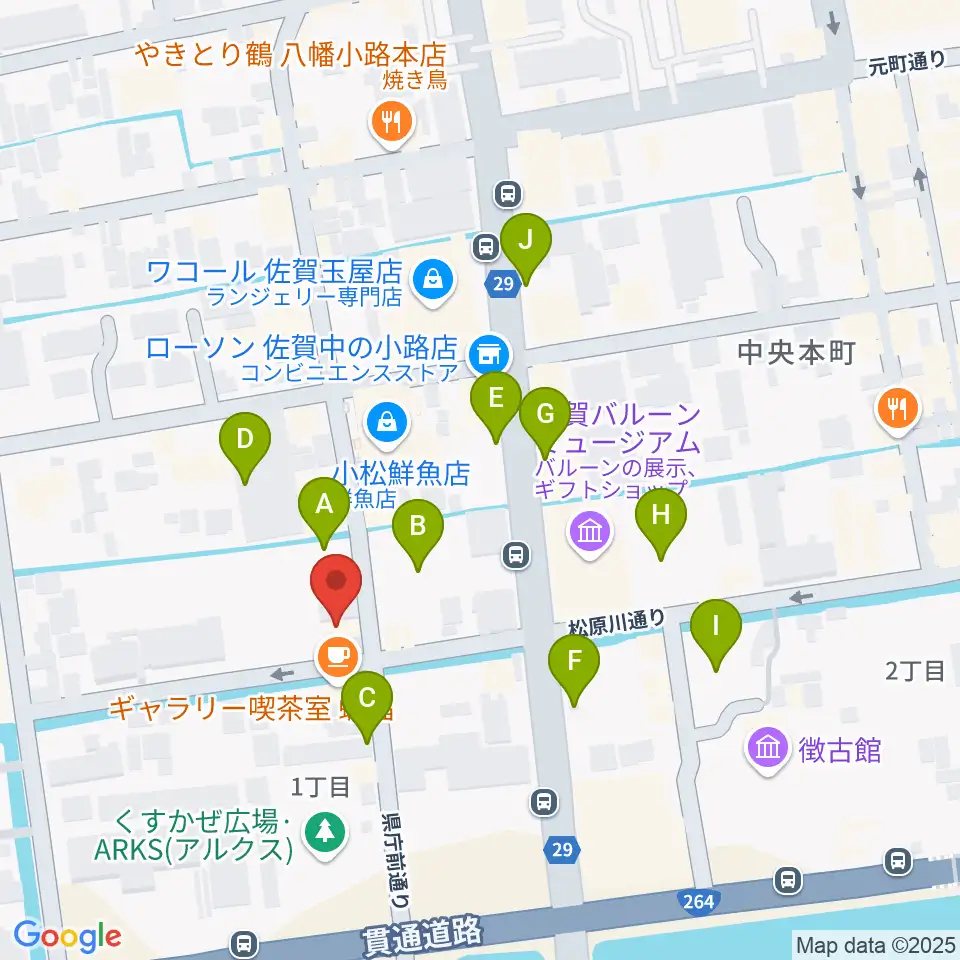 中央楽器 佐賀本店周辺の駐車場・コインパーキング一覧地図