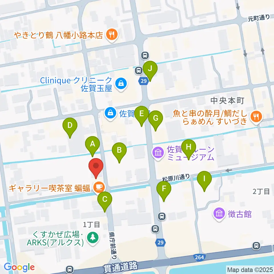 中央楽器 佐賀本店周辺の駐車場・コインパーキング一覧地図