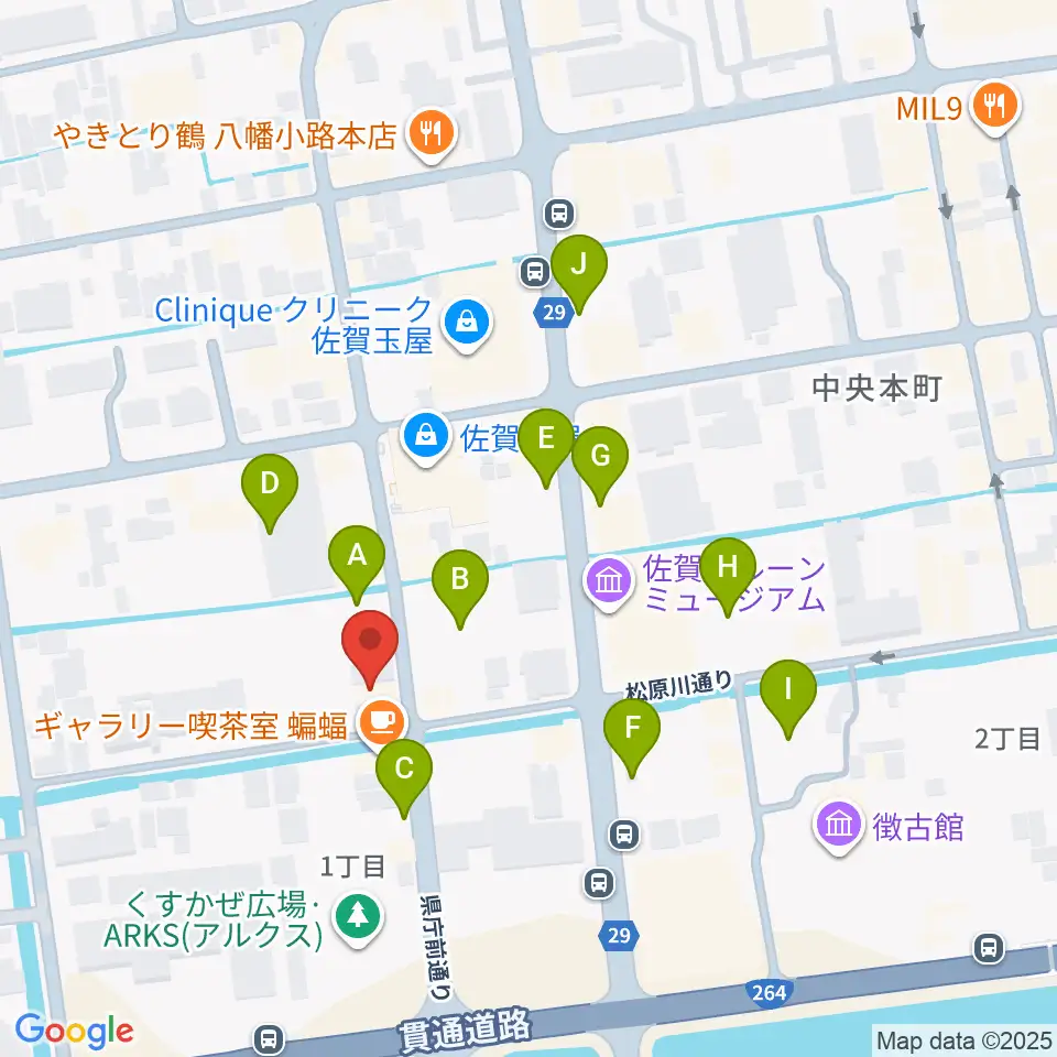 中央楽器 佐賀本店周辺の駐車場・コインパーキング一覧地図