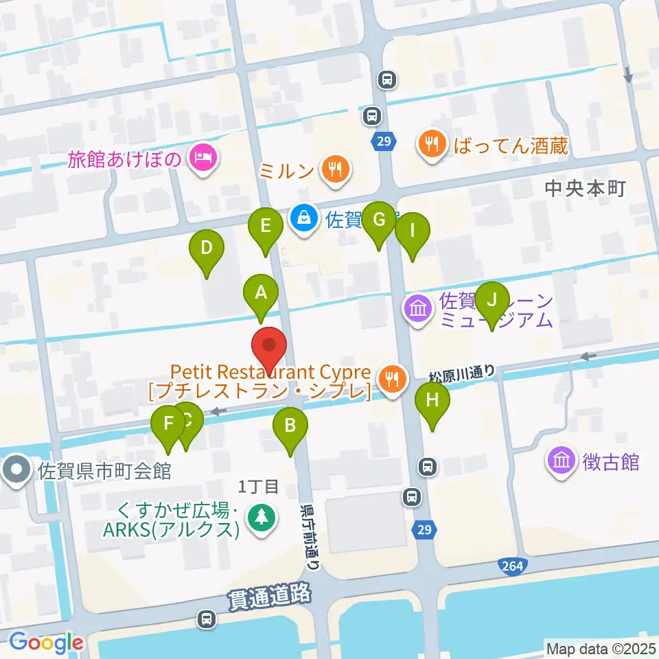 中央楽器 佐賀本店周辺の駐車場・コインパーキング一覧地図