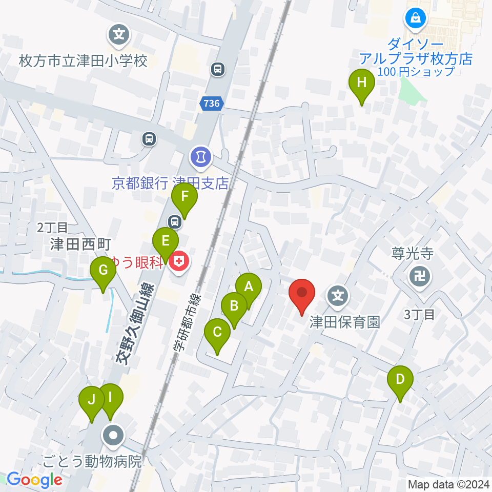 バイオリン工房クレモナ 枚方工房周辺の駐車場・コインパーキング一覧地図