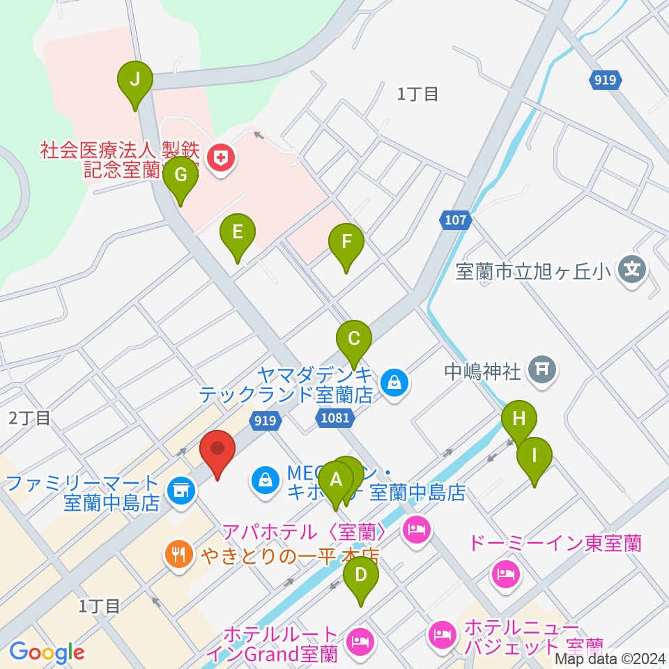 エルム楽器 室蘭支店周辺の駐車場・コインパーキング一覧地図