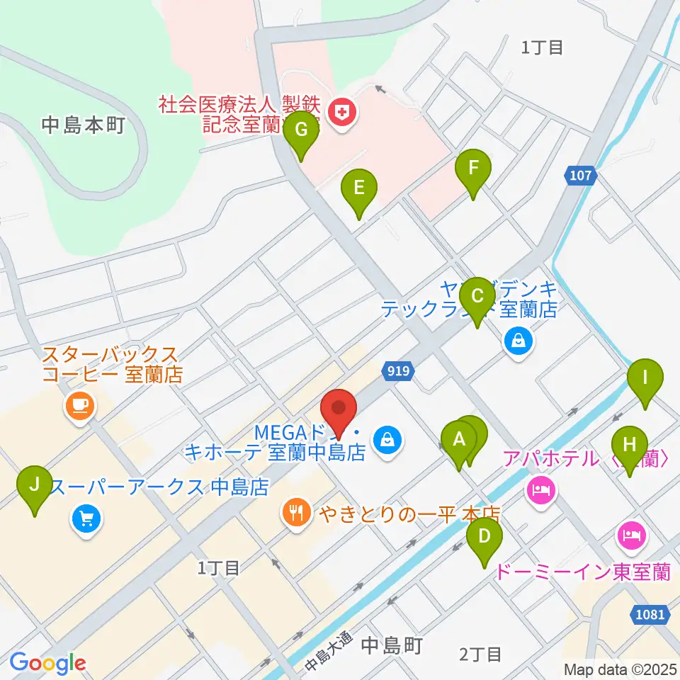 エルム楽器 室蘭支店周辺の駐車場・コインパーキング一覧地図
