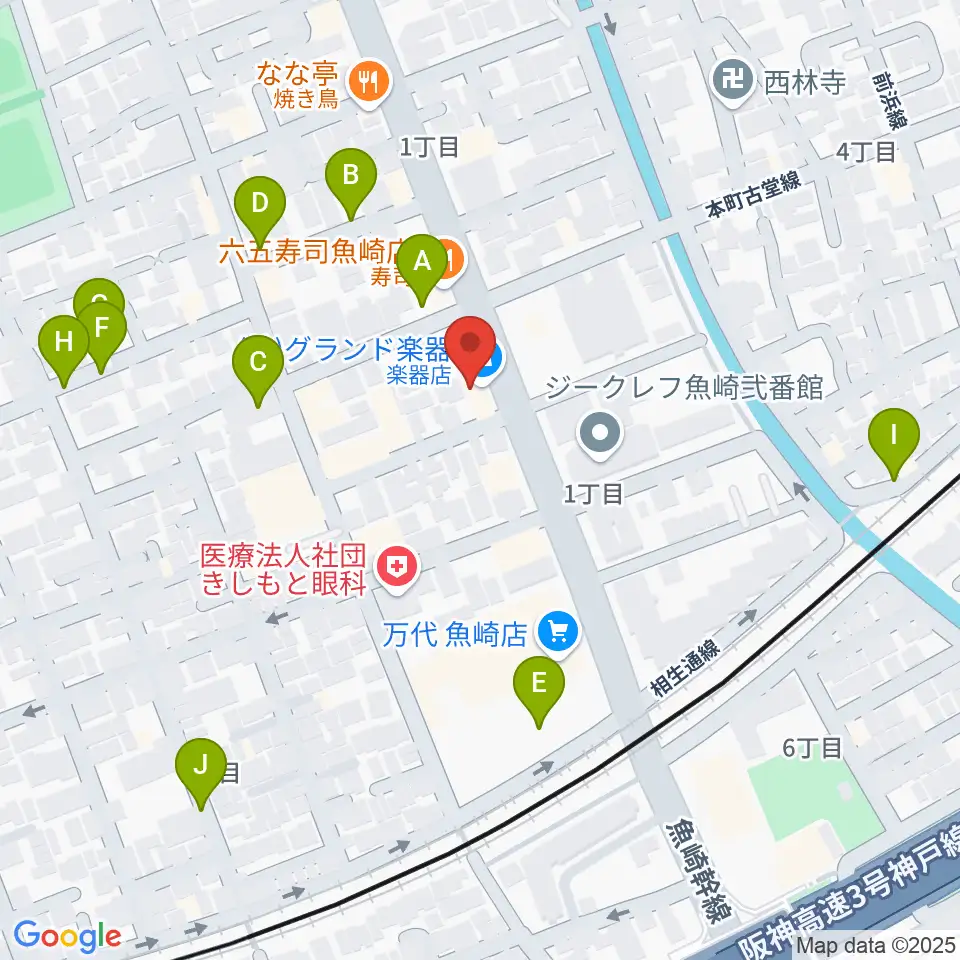 グランド楽器周辺の駐車場・コインパーキング一覧地図