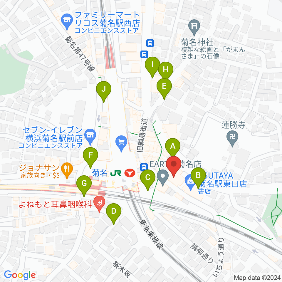 ハタ楽器 菊名駅前店周辺の駐車場・コインパーキング一覧地図