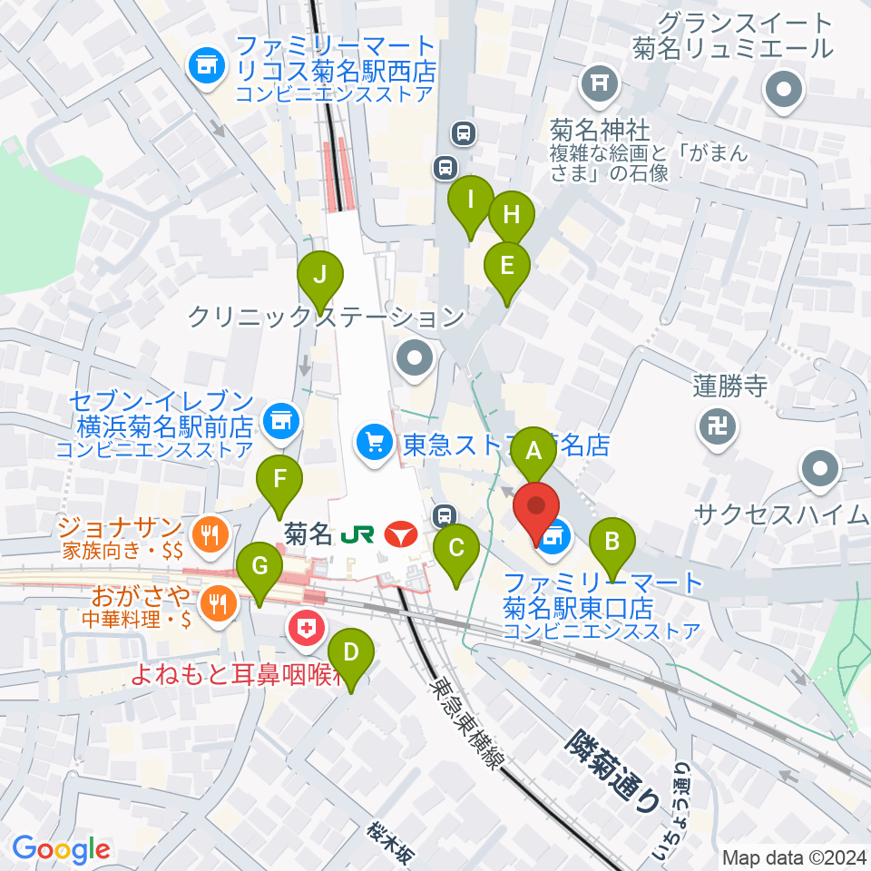 ハタ楽器 菊名駅前店周辺の駐車場・コインパーキング一覧地図