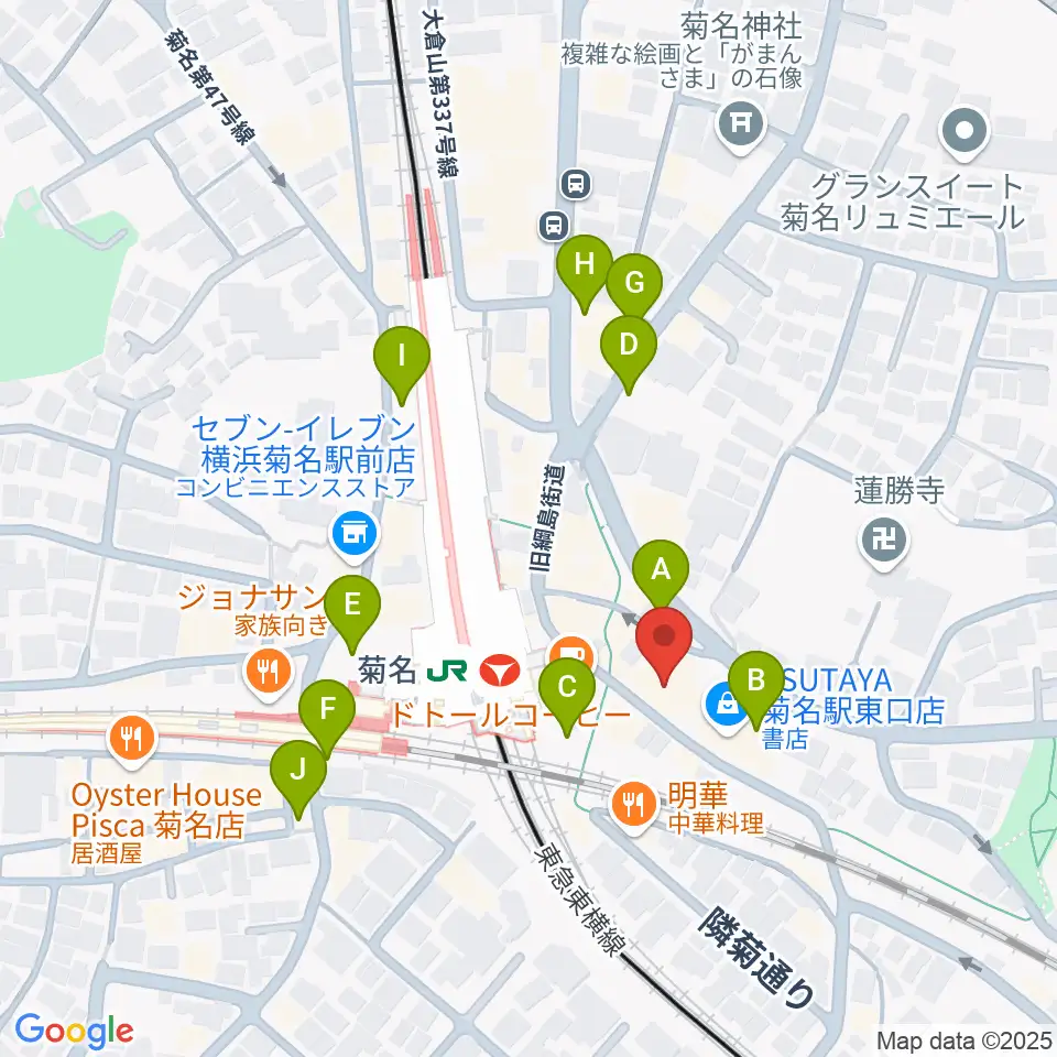 ハタ楽器 菊名駅前店周辺の駐車場・コインパーキング一覧地図