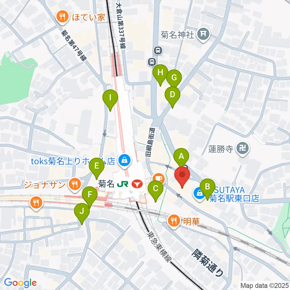 ハタ楽器 菊名駅前店周辺の駐車場・コインパーキング一覧地図