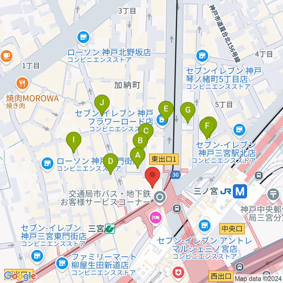 神戸楽譜周辺の駐車場・コインパーキング一覧地図