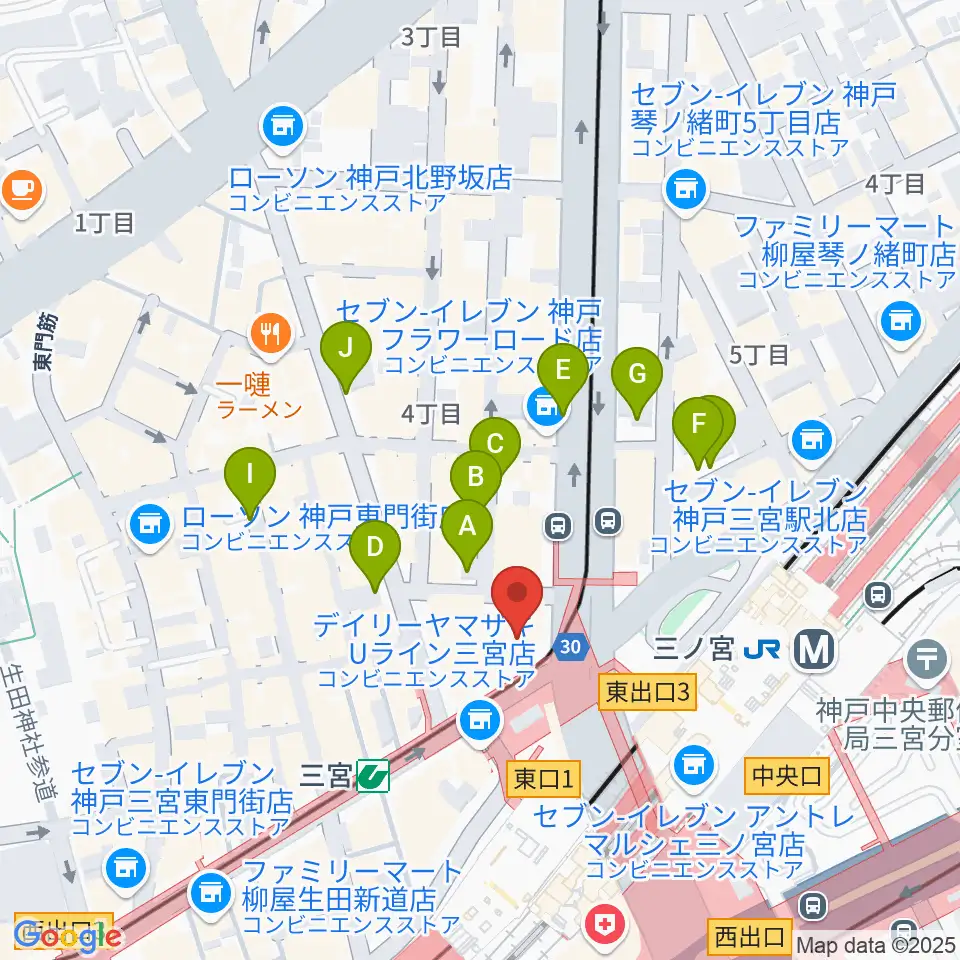神戸楽譜周辺の駐車場・コインパーキング一覧地図