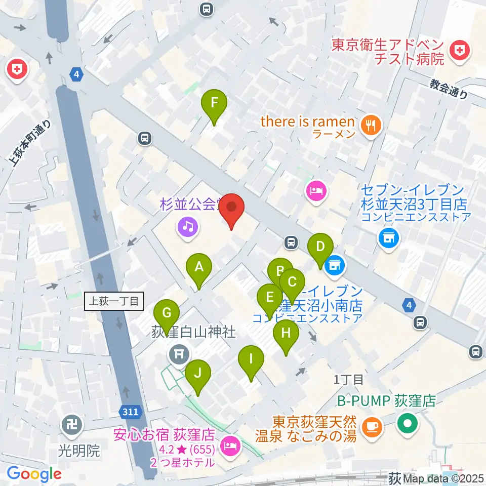 八重洲ピアノ社 荻窪本店第二センター周辺の駐車場・コインパーキング一覧地図