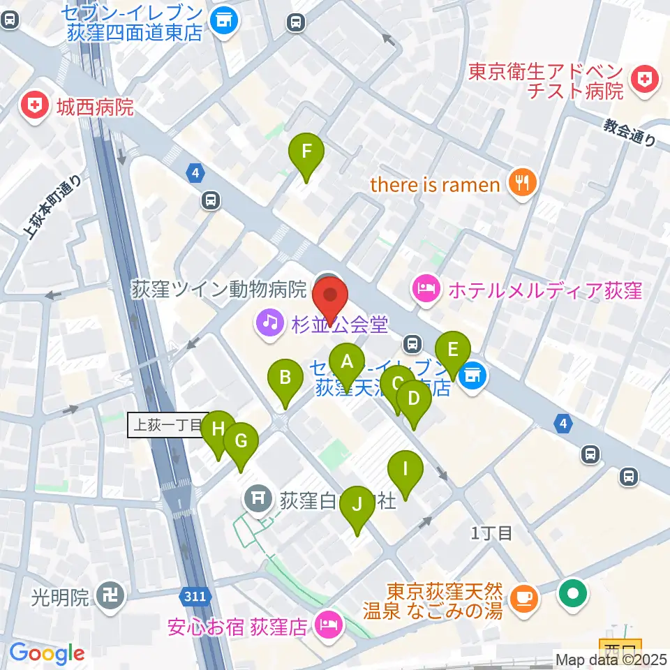八重洲ピアノ社 荻窪本店第二センター周辺の駐車場・コインパーキング一覧地図
