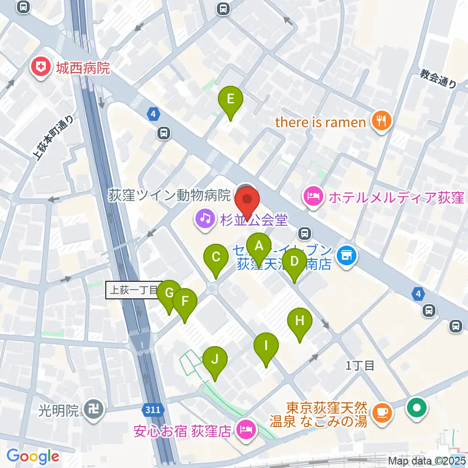 八重洲ピアノ社 荻窪本店第二センター周辺の駐車場・コインパーキング一覧地図
