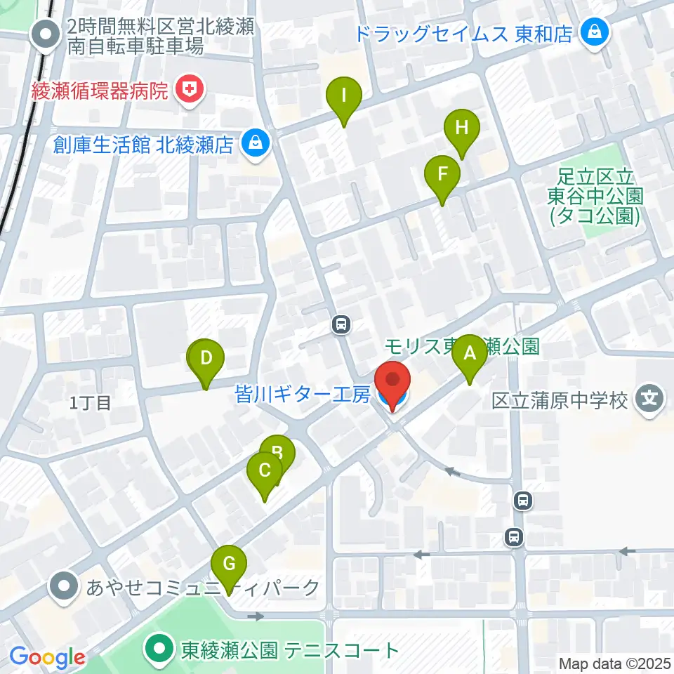 皆川ギター工房周辺の駐車場・コインパーキング一覧地図