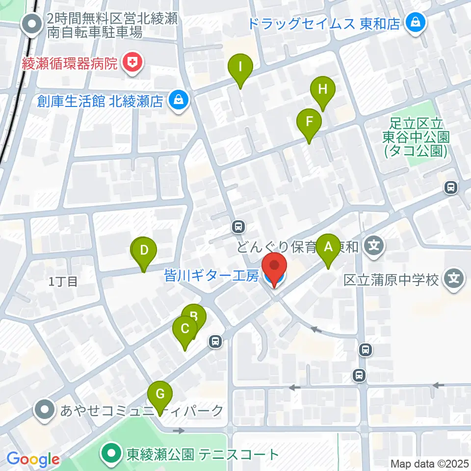 皆川ギター工房周辺の駐車場・コインパーキング一覧地図