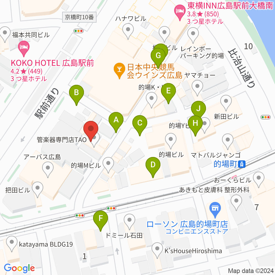 ミュージックライフTAO広島店周辺の駐車場・コインパーキング一覧地図