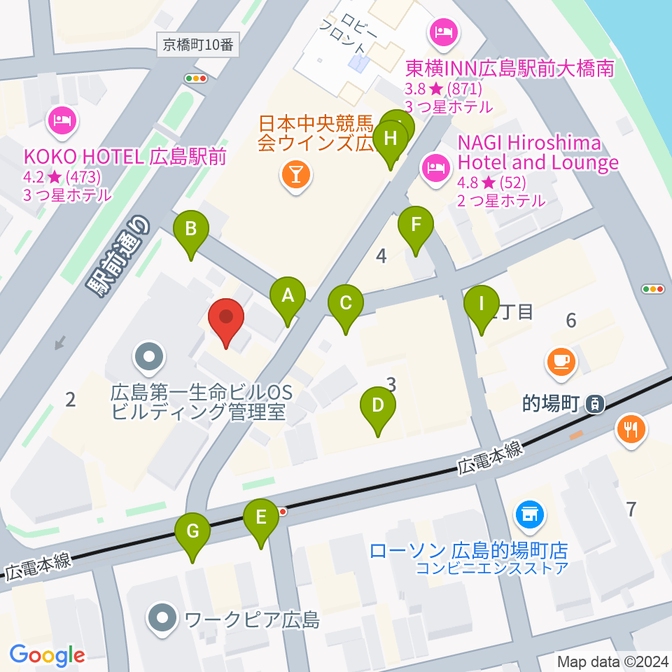 ミュージックライフTAO広島店周辺の駐車場・コインパーキング一覧地図