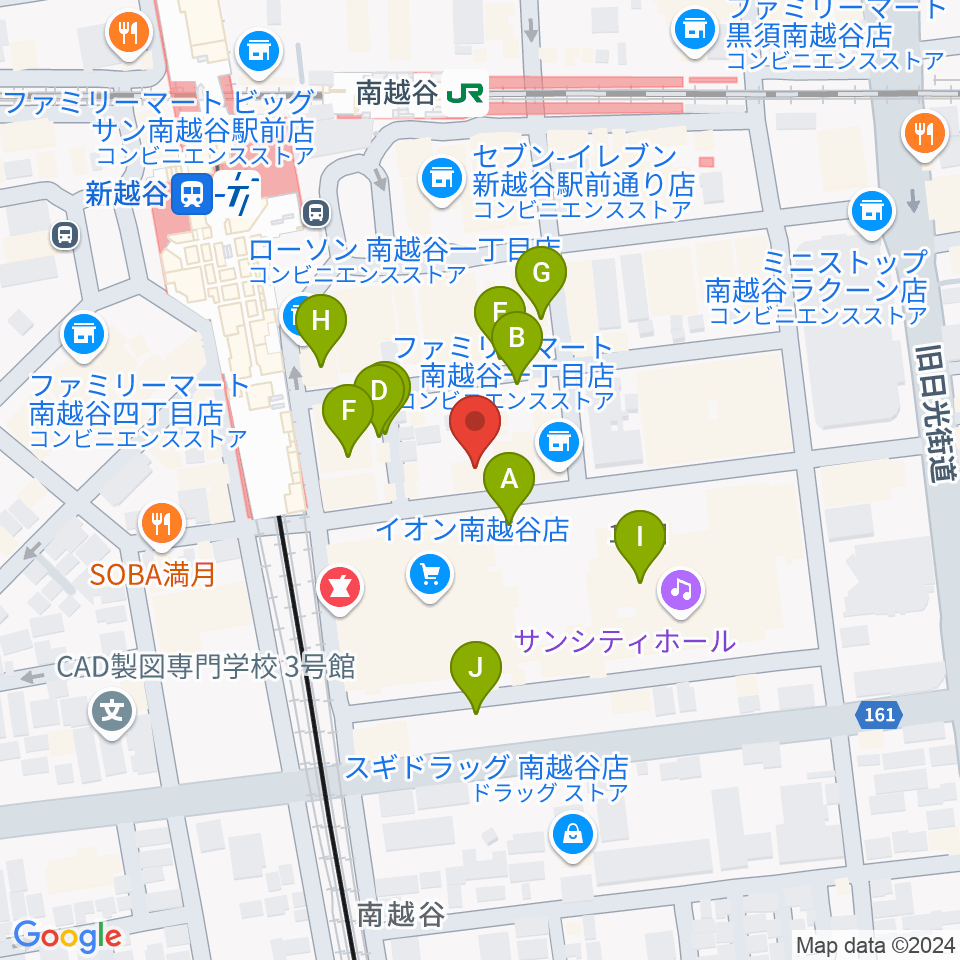 ミリオン楽器 南越谷店周辺の駐車場・コインパーキング一覧地図